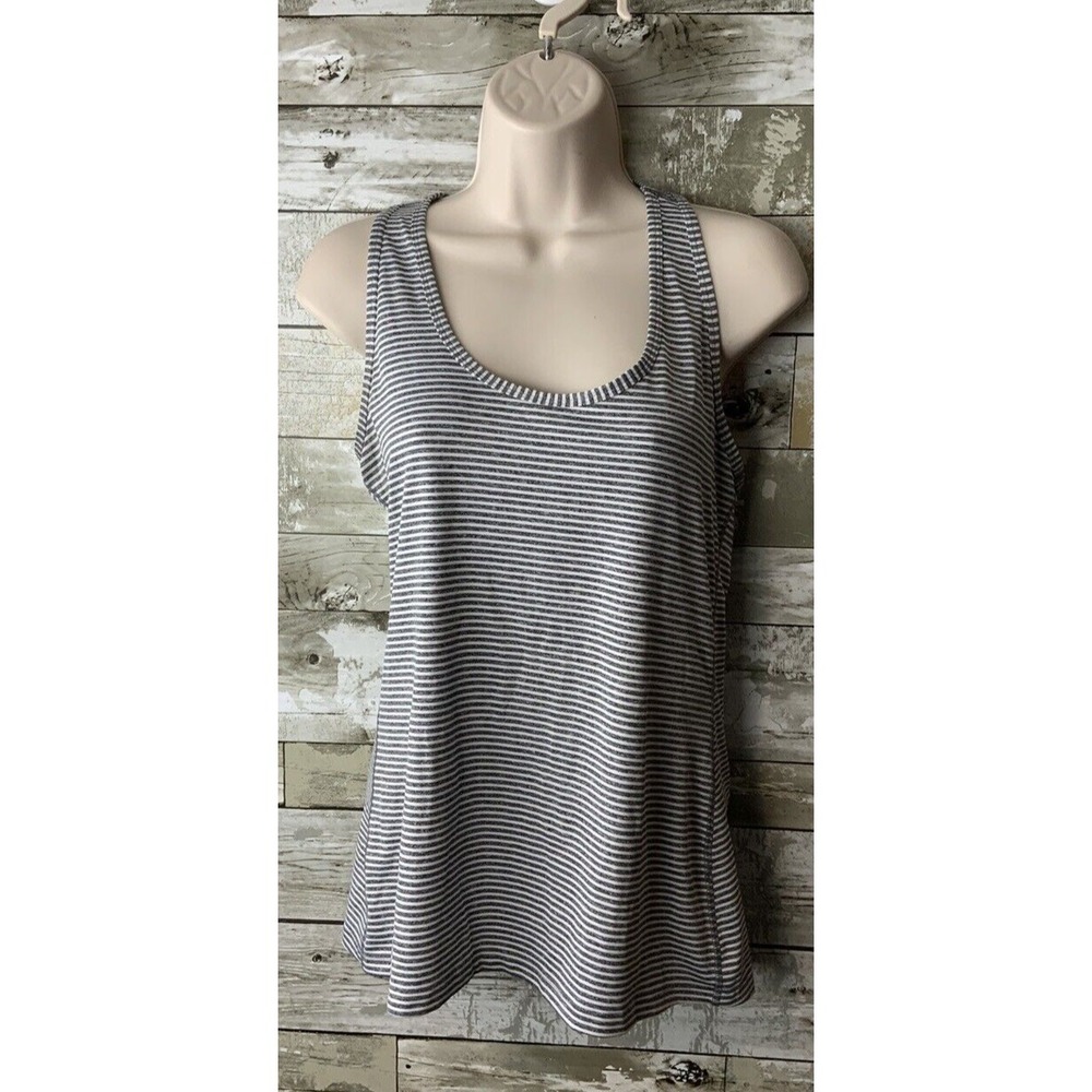 90 Degree by Reflex Womens Gray‎ Striped Racerback Tank Top Size L